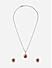 FIDA Red AD Stone Silver Pendant Chain with Earrings For Women