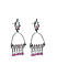 Fida Oxidised Silver Tribal Drop Earring with Pink and Blue Enamel For Women