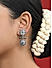 Fida Oxidised Silver Tribal Disc Floral Engraved Drop Earring For Women