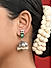 Fida Oxidised Silver Green Stone Studded Dome Jhumka Earring For Women