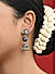 Fida Oxidised Silver Triple layer Navy Enamel Jhumka Earring For Women