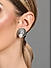 Stones Pearl Metal Beaded Silver Plated Oxidised Floral Stud Earring 