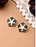 Stones Pearl Silver Plated Oxidised Floral Stud Earring 