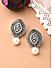 Pearl Silver Plated Oxidised Floral Oval Stud Earring