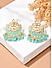 Pastel Turquiose Blue Beads Kundan Gold Plated Chandbali Earring