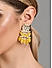 Yellow Beads Kundan Pearl Gold Plated Floral Drop Earring 