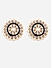Black Grey Stones Beads Gold Plated Floral Stud Earring 