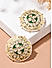 Green Kundan Beads Enamelled Gold Plated Floral Stud Earring 