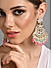 Pink Blue Beads Kundan Pearls Gold Plated Floral Chandbali Earring 