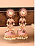 Pastel Pink Blue Kundan Gold Plated Meenakari Jhumka Earring