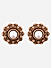 Brown Stones Pearl Rose Gold Plated Stud Earring 