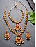 Ruby Emerald Pearls Gold Plated Floral Temple Jewellery Set