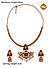 Ruby Emerald Metal Beaded Gold Plated Floral Temple Jewellery Set