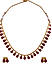 Ruby Gold Plated Teardrop Temple Jewellery Set
