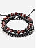 The Bro Code Set of 3 Black & Brown Beaded Metal and Leather Bracelet for Men