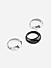 The Bro Code Silver Plated & Black Glossy Set of 3 Rings For Men 