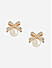 Gold White CZ Korean Bow Earrings Women