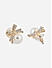 Gold White CZ Korean Bow Earrings Women