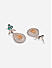 Fida Silver and Gold Plated Green Floral Oval Shaped Drop Earrings for Women