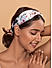 White Floral Printed Elasticated Head Band 