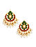 Red Green Pearls Gold Plated Enamelled Drop Earring