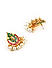 Red Green Pearls Gold Plated Enamelled Drop Earring