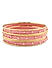 Set Of 9 Pink Thread Gold Plated Bangles