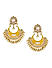 Yellow Kundan Beads Gold Plated Enamelled Floral Chandbali Earring