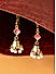 Fida Ethnic Traditional gold colour small jhumka hook earrings with red diamond enamel and white pearl drops