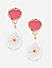 Pink White Gold Plated Resin Floral Tear Drop Earring