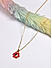 Red Enamelled Gold Plated Floral Kids Pendant Charm Necklace