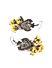 Silver-Toned  Yellow Dome-Shaped Jhumkas-ONESIZE-Silver