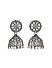 Fida Ethnic Silver Plated Floral Engraved Jhumka Earrings For Women