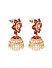 Fida Ethnic Gold Plated Pearl  & Red Meenakari Kundan Floral Jhumka Earring For Women