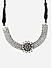 Metal Beaded Silver Plated Oxidised Floral Choker Necklace 
