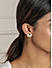 Black Stones Gold Plated Semi Circle Stud Earring