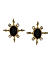 Gold-Toned Black Oval Stud Earrings