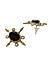 Gold-Toned Black Oval Stud Earrings