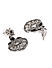 Silver-Toned Black Floral Drop Earrings