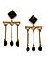 Black Gold-Toned Geometric Drop Earrings