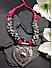 Silver-Toned Pink Oxidised Dhanu Necklace
