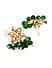 Green Gold-Toned Floral Drop Earrings