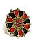 Women Gold-Toned Red Floral-Shaped Adjustable Ring