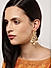 Gold-Toned White Kundan Studded Drop Earrings