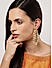 Gold-Toned White Contemporary Drop Earrings