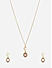 Toniq Pink Gold Plated Partywear CZ & Pearl Stone Charm Necklace and Earring Jewellery Set for Women