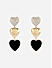 Toniq  Black Gold Plated Heart Shape CZ Stone Studded Drop & Dangler Earrings For Women
