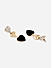Toniq  Black Gold Plated Heart Shape CZ Stone Studded Drop & Dangler Earrings For Women