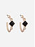 Toniq Cute Square Shape Black Colour Stone Studded Gold Plated Hoop Earrings For Women