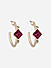 Toniq Cute Square Shape  Hot Pink Colour Stone Studded Gold Plated Hoop Earrings For Women